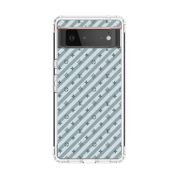 Stylish Blue Diagonal Striped Luxury Logo Pattern Google Pixel 6 Case
