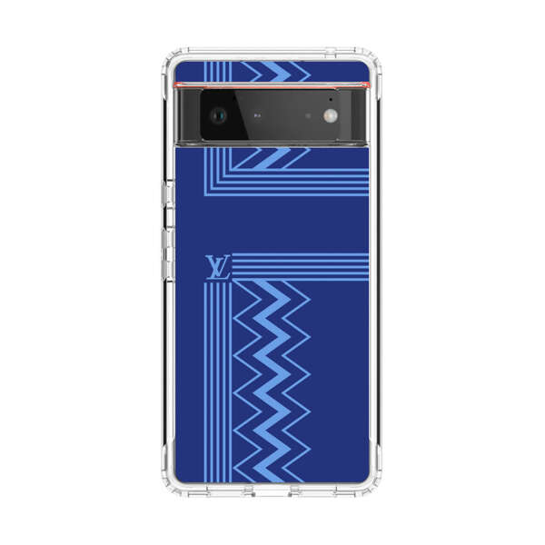 Stylish Geometric Zigzag Pattern in Blue Google Pixel 6 Case