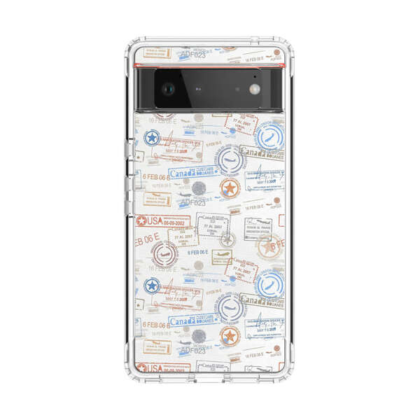 Vintage Passport Stamps Pattern Google Pixel 6 Case