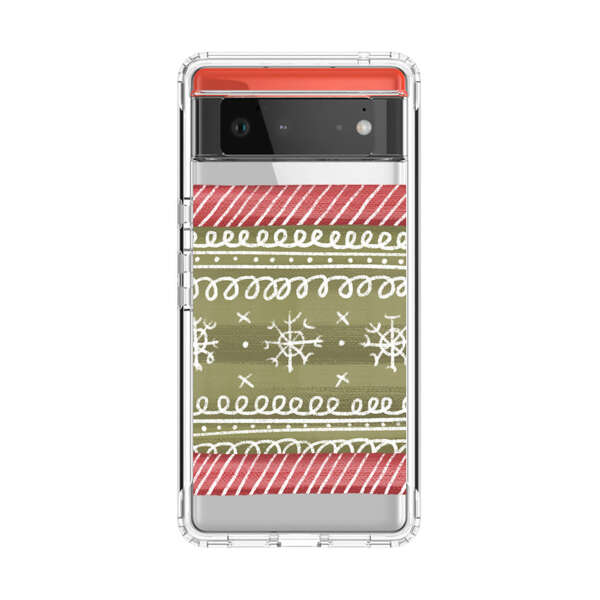 Winter Pattern with Snowflakes and Red Stripes Google Pixel 6 Case