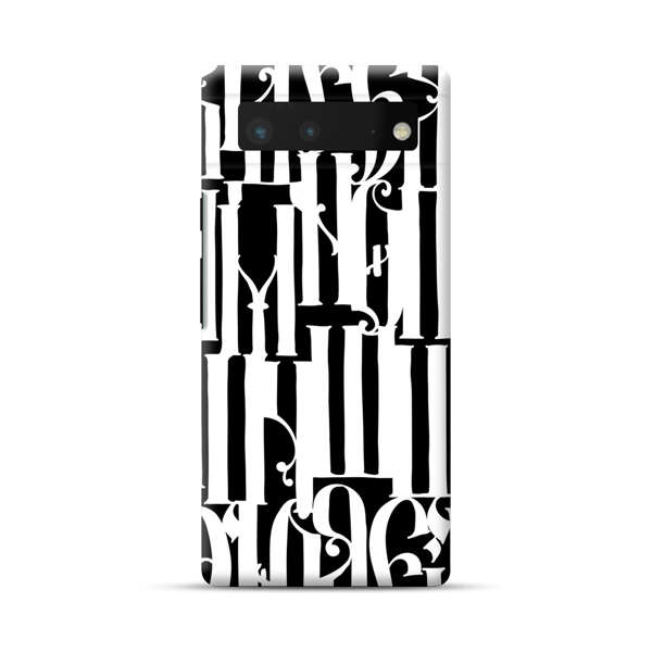 Abstract Black and White Pattern with Ornamental Letters Google Pixel 6 Hard Case