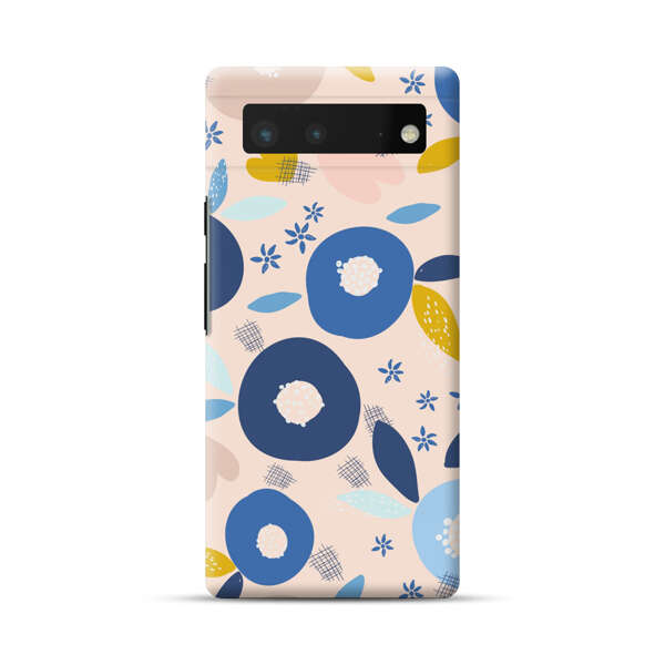 Abstract Floral Pattern with Blue, Pink and Mustard Flowers Google Pixel 6 Hard Case