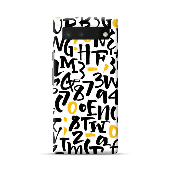 Abstract Typography Letter Number Pattern Google Pixel 6 Hard Case