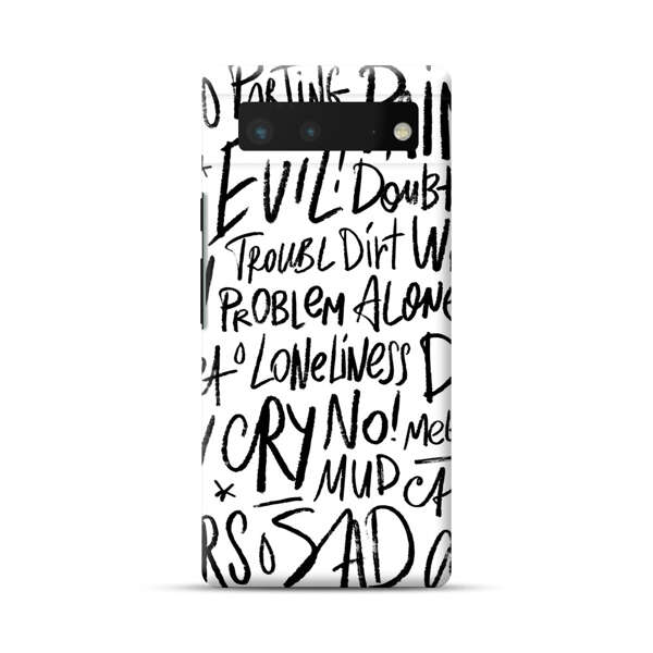 Black and White Negative Words Pattern Google Pixel 6 Hard Case