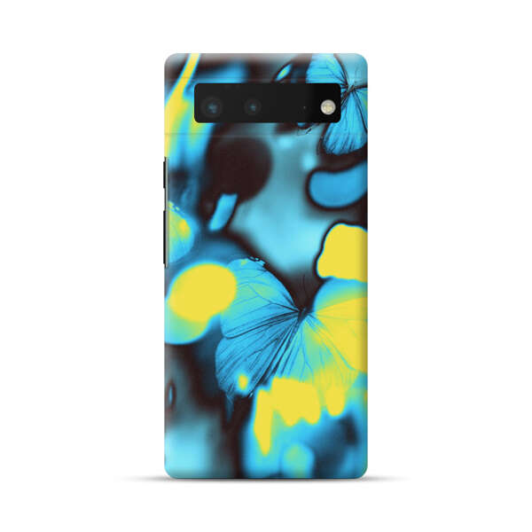 Blue Butterflies Glowing Abstract Background Google Pixel 6 Hard Case