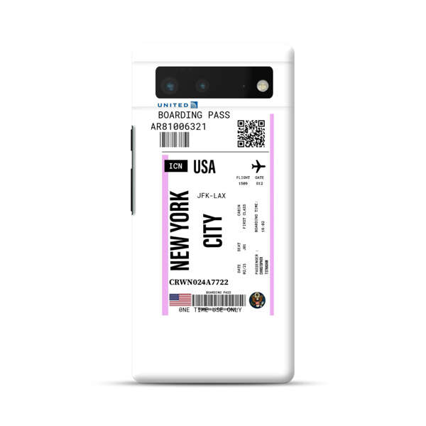 Boarding Pass New York City Flight Ticket Google Pixel 6 Hard Case