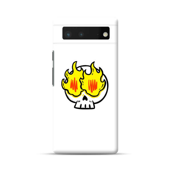 Cartoon Skull with Flames Google Pixel 6 Hard Case