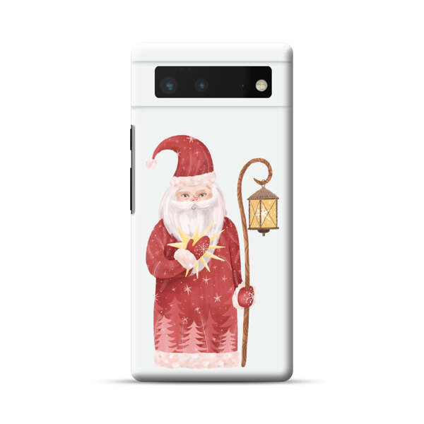 Charming Santa Claus Holding Glowing Heart and Lantern Google Pixel 6 Hard Case