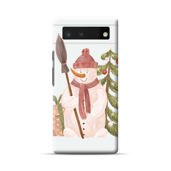 Charming Winter Snowman Illustration Google Pixel 6 Hard Case
