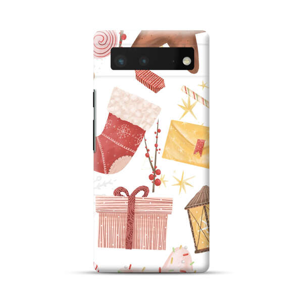 Christmas Festive Pattern with Gingerbread and Gifts Google Pixel 6 Hard Case