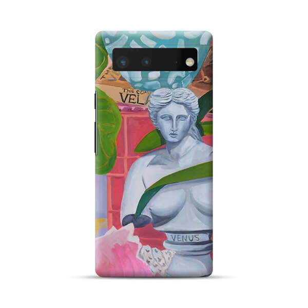 Classical Venus Bust with Green Leaves and Vibrant Vases Google Pixel 6 Hard Case