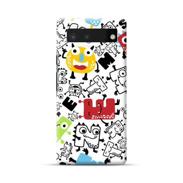Colorful Cartoon Monsters Letters Pattern Google Pixel 6 Hard Case