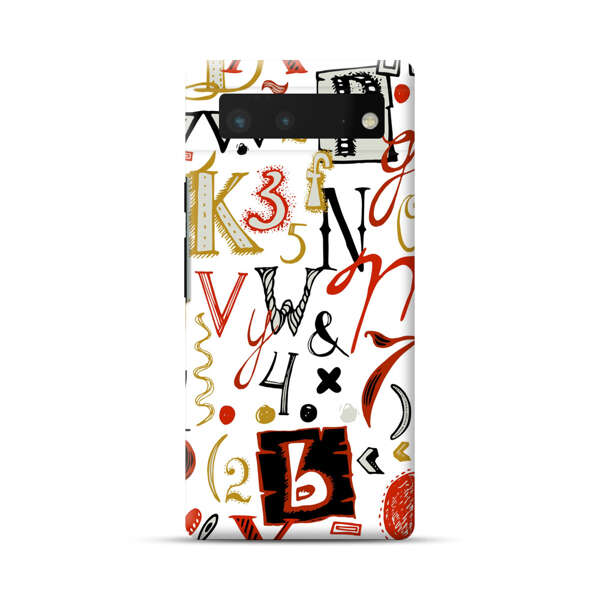 Colorful Hand Drawn Letters and Numbers Pattern Google Pixel 6 Hard Case