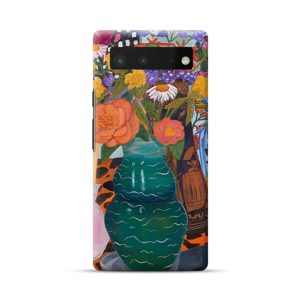 Colorful Still Life with Flower Vases and Shell Google Pixel 6 Hard Case