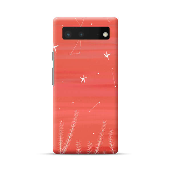 Coral Night Sky with Stars and Plants Google Pixel 6 Hard Case