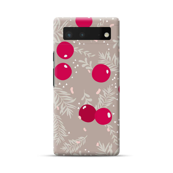 Cranberries and pine branches holiday pattern Google Pixel 6 Hard Case