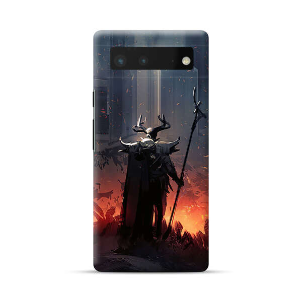 Dark Fantasy Warrior with Horned Helmet Google Pixel 6 Hard Case