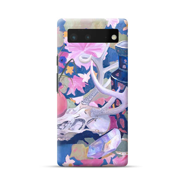 Floral Ornate Vases with Antlers Skull and Crystal Google Pixel 6 Hard Case