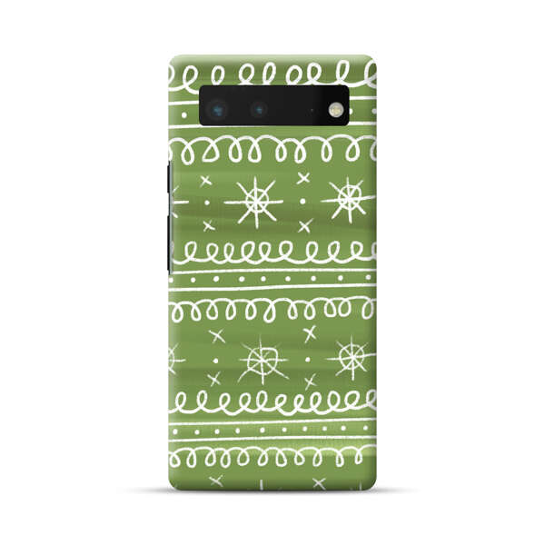 Green White Stars Loop Pattern Google Pixel 6 Hard Case