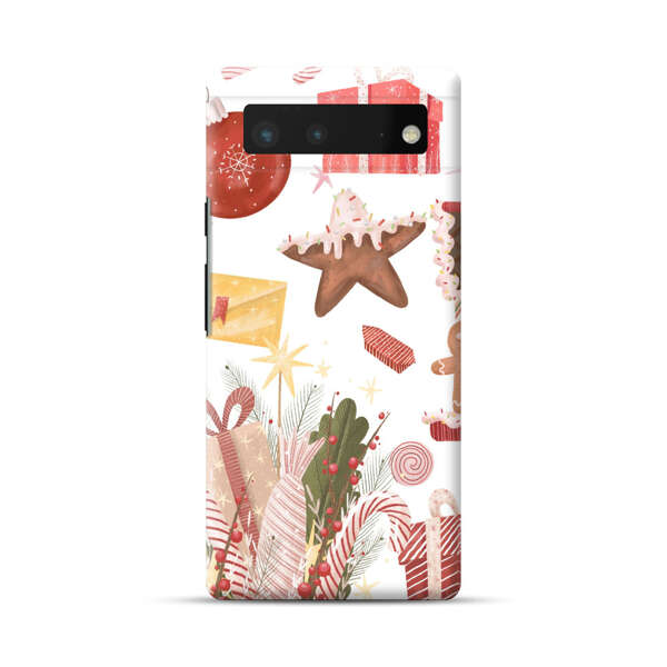 Holiday Gingerbread Candy Cane Gifts Google Pixel 6 Hard Case