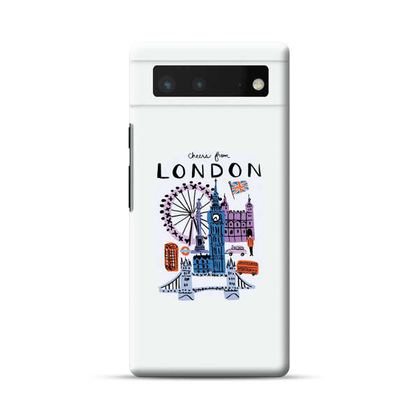 London Iconic Landmarks Illustration Google Pixel 6 Hard Case
