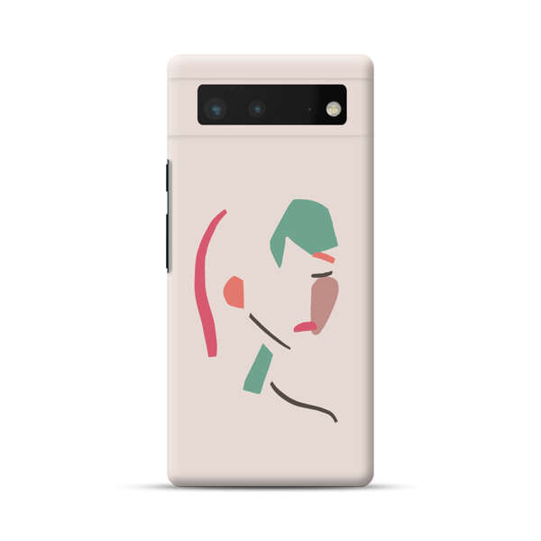 Minimalist Abstract Line Art Woman Face Google Pixel 6 Hard Case