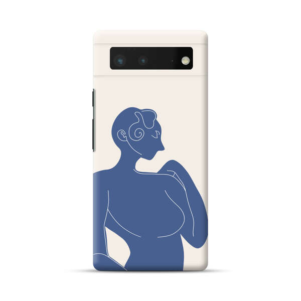 Minimalistic Abstract Female Silhouette Blue Google Pixel 6 Hard Case