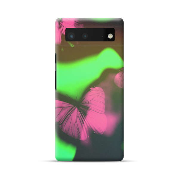 Pink Butterflies Green Background Google Pixel 6 Hard Case