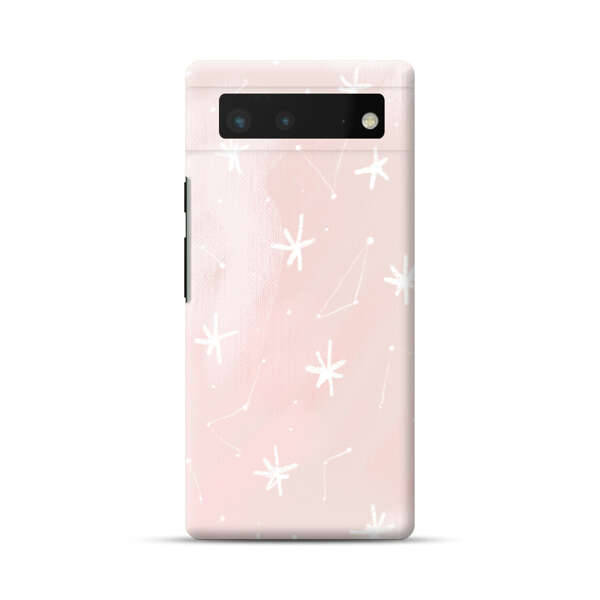 Pink Stars and Constellation Pattern Google Pixel 6 Hard Case