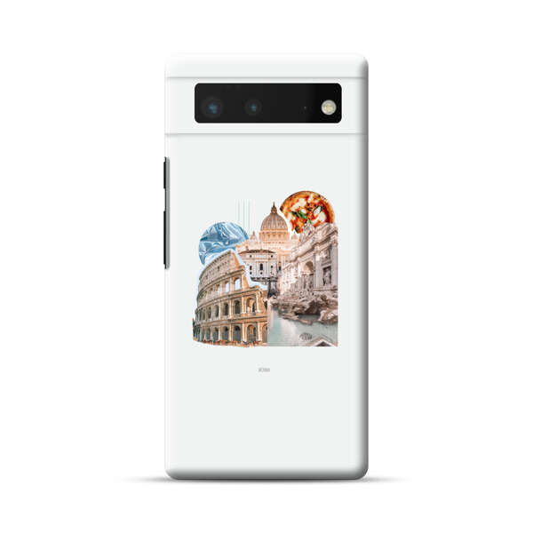 Rome Landmarks with Pizza Google Pixel 6 Hard Case
