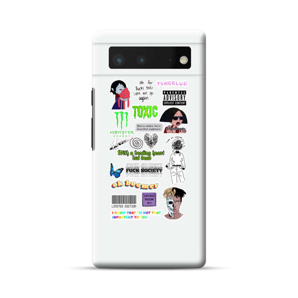 Sticker Collage Edgy Expressive Pop Culture Google Pixel 6 Hard Case