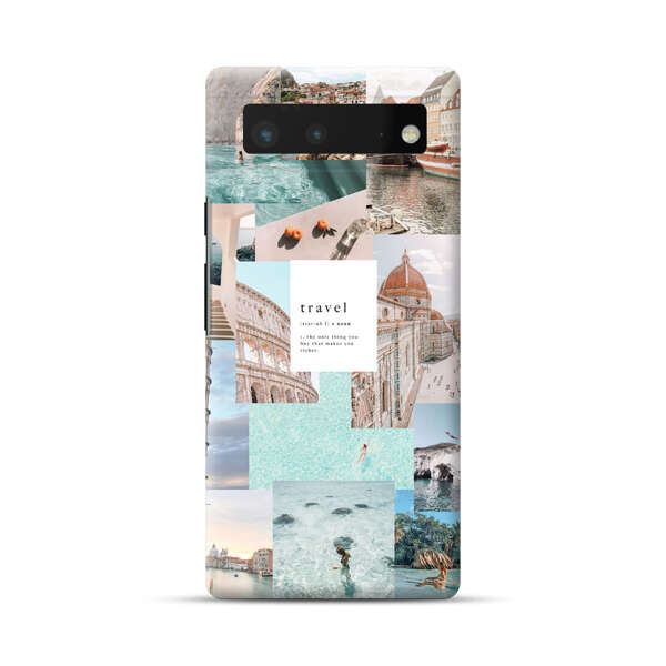 Travel Scenic Collage with Landmarks and Coastline Google Pixel 6 Hard Case