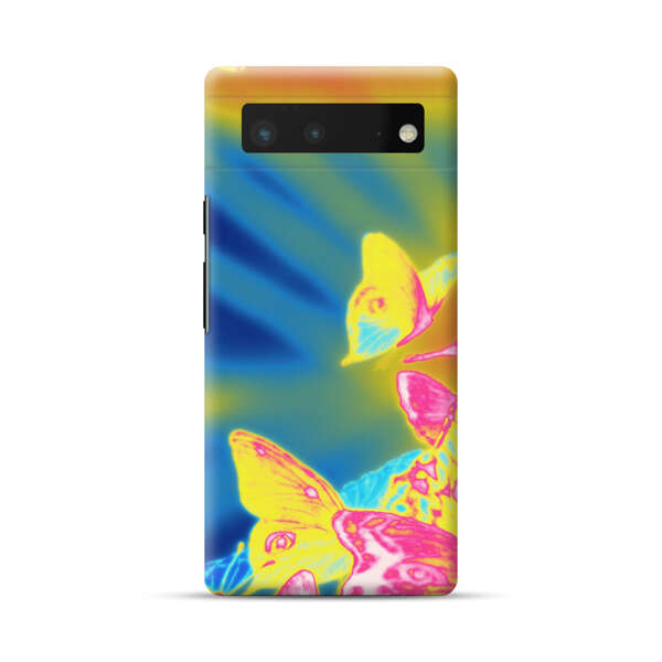 Vibrant Colorful Neon Butterflies Abstract Google Pixel 6 Hard Case