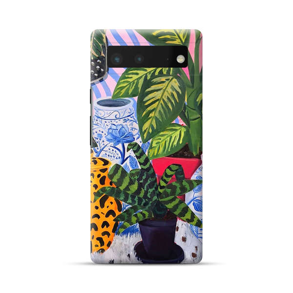 Vibrant Tropical Plants and Decorative Vases Google Pixel 6 Hard Case