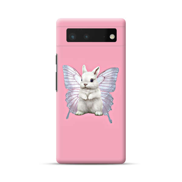 White Bunny with Butterfly Wings Google Pixel 6 Hard Case