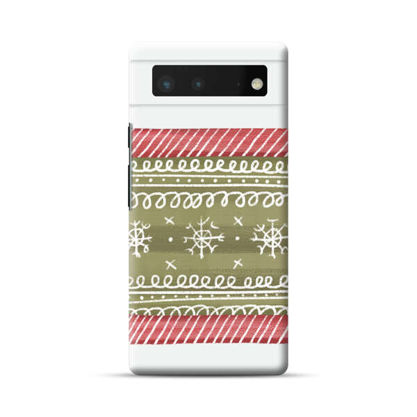 Winter Pattern with Snowflakes and Red Stripes Google Pixel 6 Hard Case