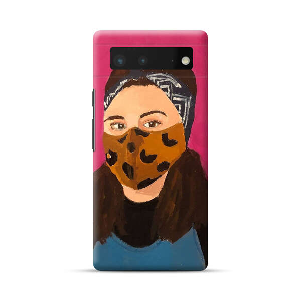 Woman Leopard Print Face Mask Google Pixel 6 Hard Case
