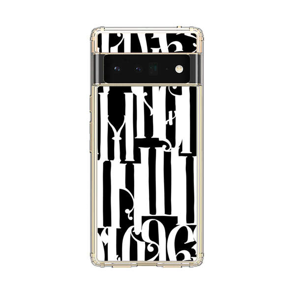 Abstract Black and White Pattern with Ornamental Letters Google Pixel 6 Pro Case