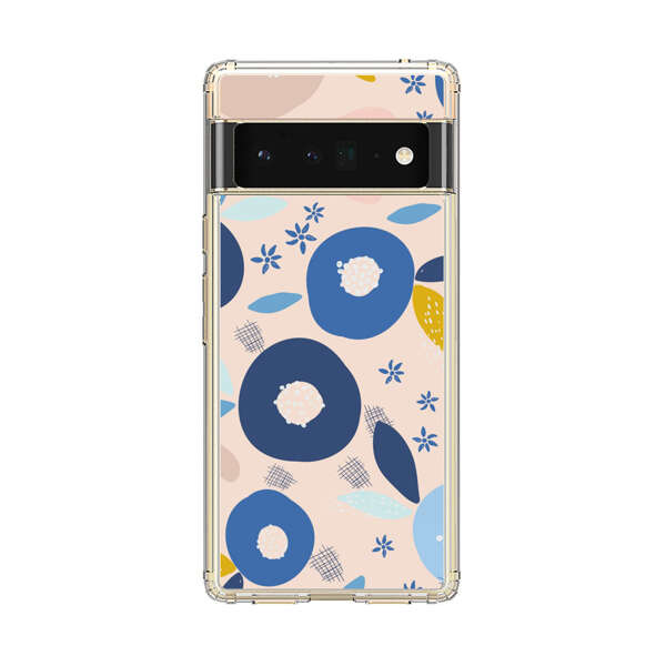 Abstract Floral Pattern with Blue, Pink and Mustard Flowers Google Pixel 6 Pro Case