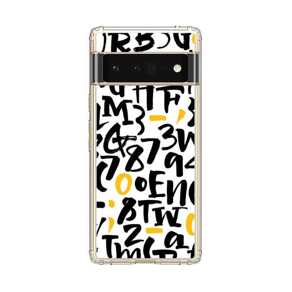 Abstract Typography Letter Number Pattern Google Pixel 6 Pro Case