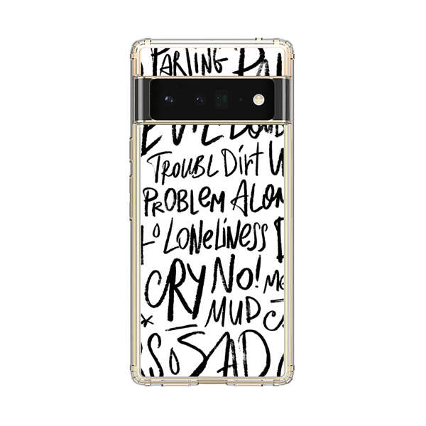 Black and White Negative Words Pattern Google Pixel 6 Pro Case
