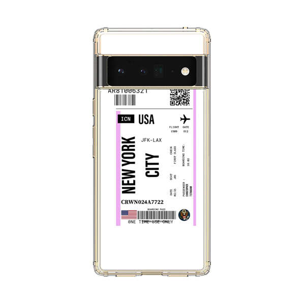 Boarding Pass New York City Flight Ticket Google Pixel 6 Pro Case