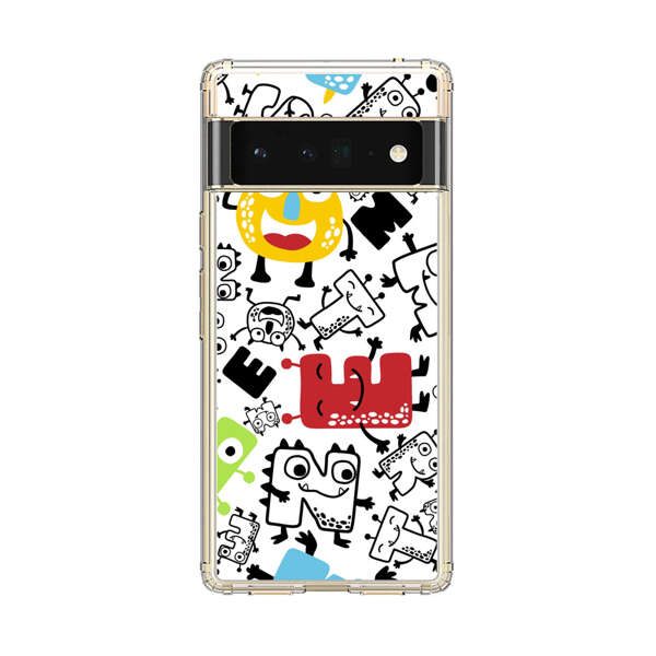 Colorful Cartoon Monsters Letters Pattern Google Pixel 6 Pro Case