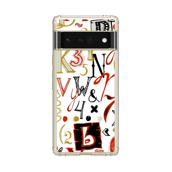 Colorful Hand Drawn Letters and Numbers Pattern Google Pixel 6 Pro Case
