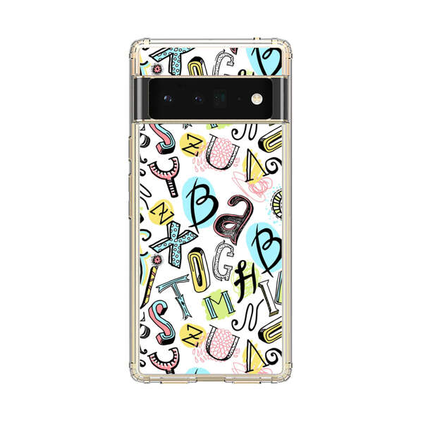 Colorful Scattered Alphabet Letters Pattern Google Pixel 6 Pro Case