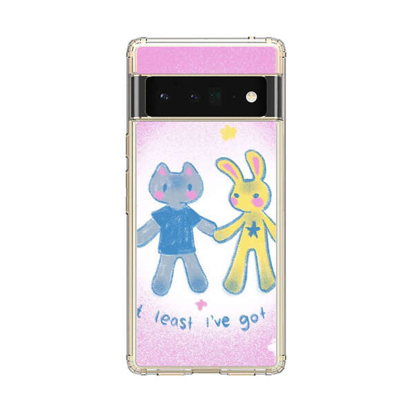 Cute Cat and Rabbit Holding Hands Google Pixel 6 Pro Case