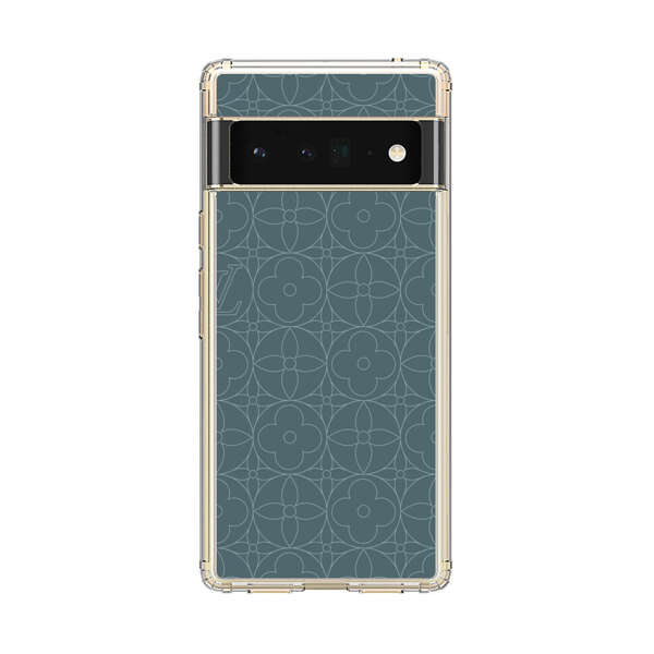 Elegant Blue Geometric Floral Pattern Google Pixel 6 Pro Case