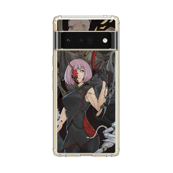 Futuristic Cyberpunk Warriors and Robotic Cat in Dynamic Pose Google Pixel 6 Pro Case