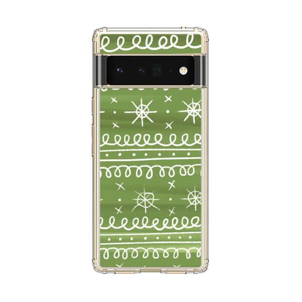 Green White Stars Loop Pattern Google Pixel 6 Pro Case