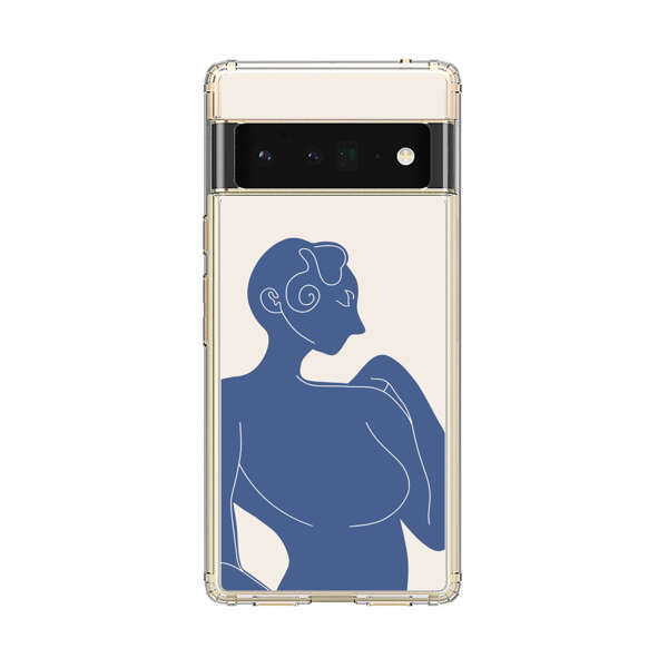 Minimalistic Abstract Female Silhouette Blue Google Pixel 6 Pro Case